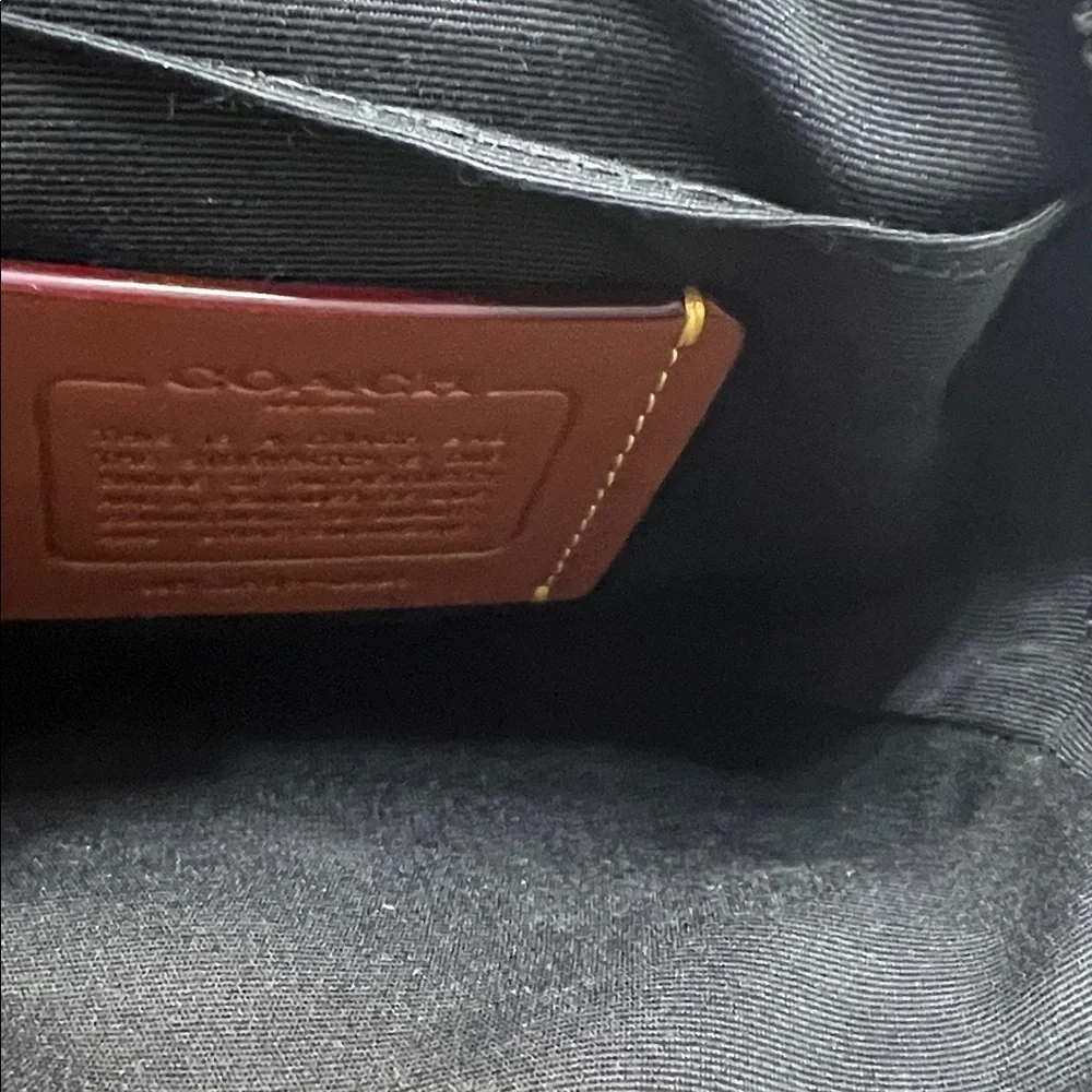Coach Men’s Leather Crossbody Bag Slim Turnlock Messenger Saddle Brown